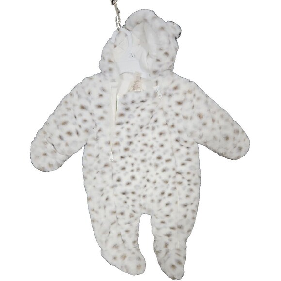 Baby Snowsuit First Wish Size 3-6 Months Faux Fur Leopard Themed Brand New NWT - Picture 1 of 11